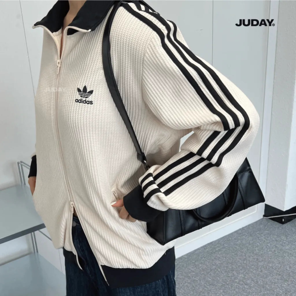 Adidas Adicolor Classic Waffle Jersey Beckenbauer Track Jacket Wonder Black White