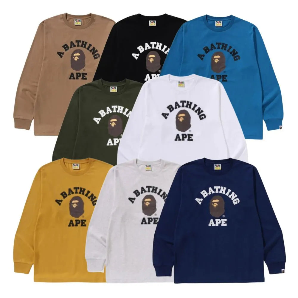 BAPE College Long Sleeve T-Shirt 8 Colors 1K80111014