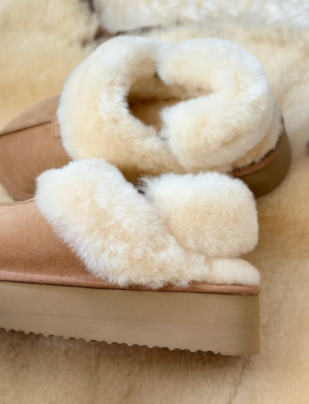 Australian UGG Platform Fur-Banding 3-Way Detachable Strap Sheepskin UGG Slippers