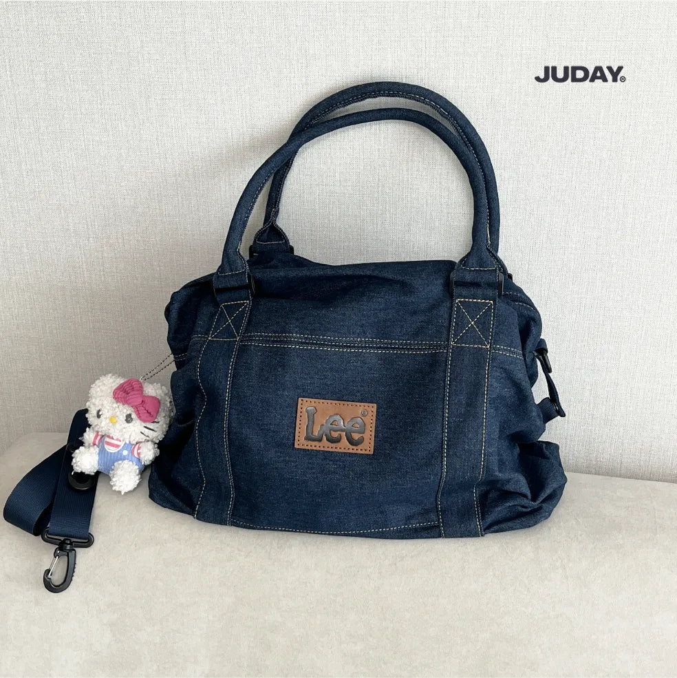 Lee Daily Handbag Duffel Bag White Black Denim Blue Denim