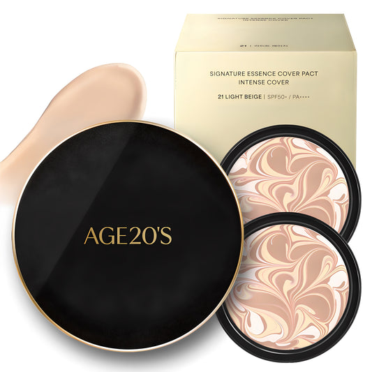 AGE 20's Signature Essence Cover Pact Intense (Case 1pc + 2 Refills, Shade 21, 1 Set)