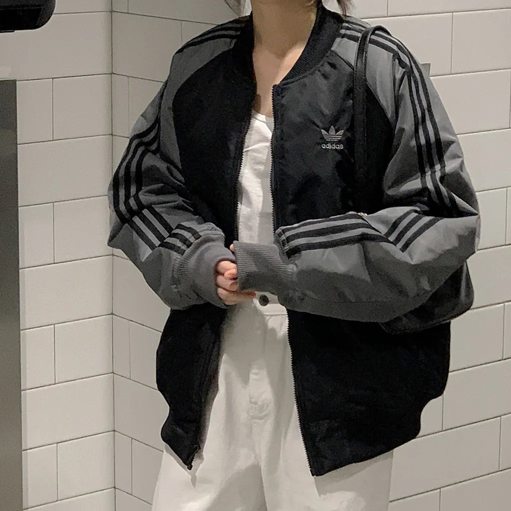 Adidas Unisex Loose Fit Colorblock 3-Stripes Premium Bomber Jacket