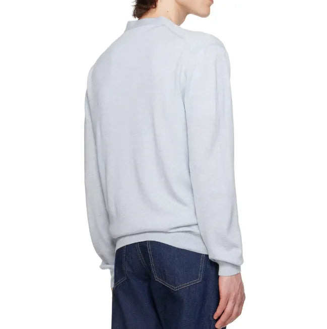 Maison Kitsune Men's Blue Foxhead Wool Knit Cardigan