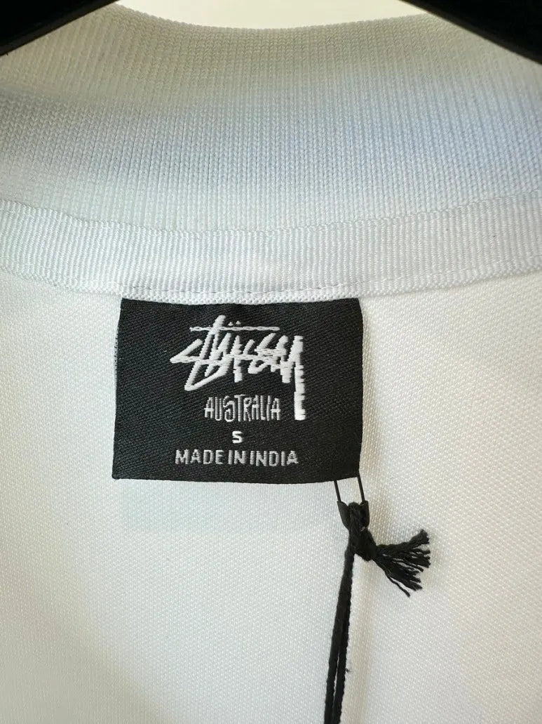 Stüssy AU (Australia) Football Polo Long Sleeve T-Shirt ST0M0476 - White/Red Stripe MENS S, M, L