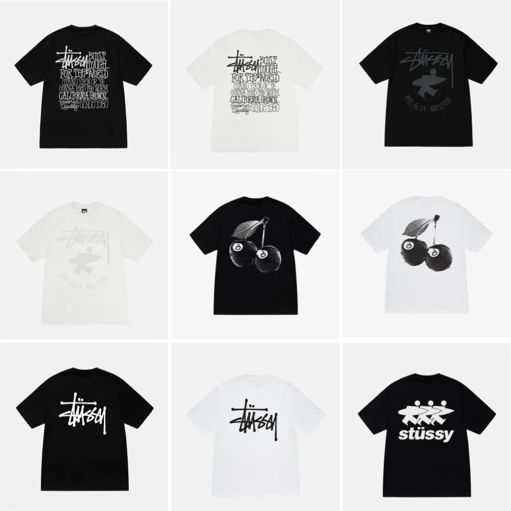 Stussy men's and women's short-sleeved t-shirts / 2024 new arrivals with cherry