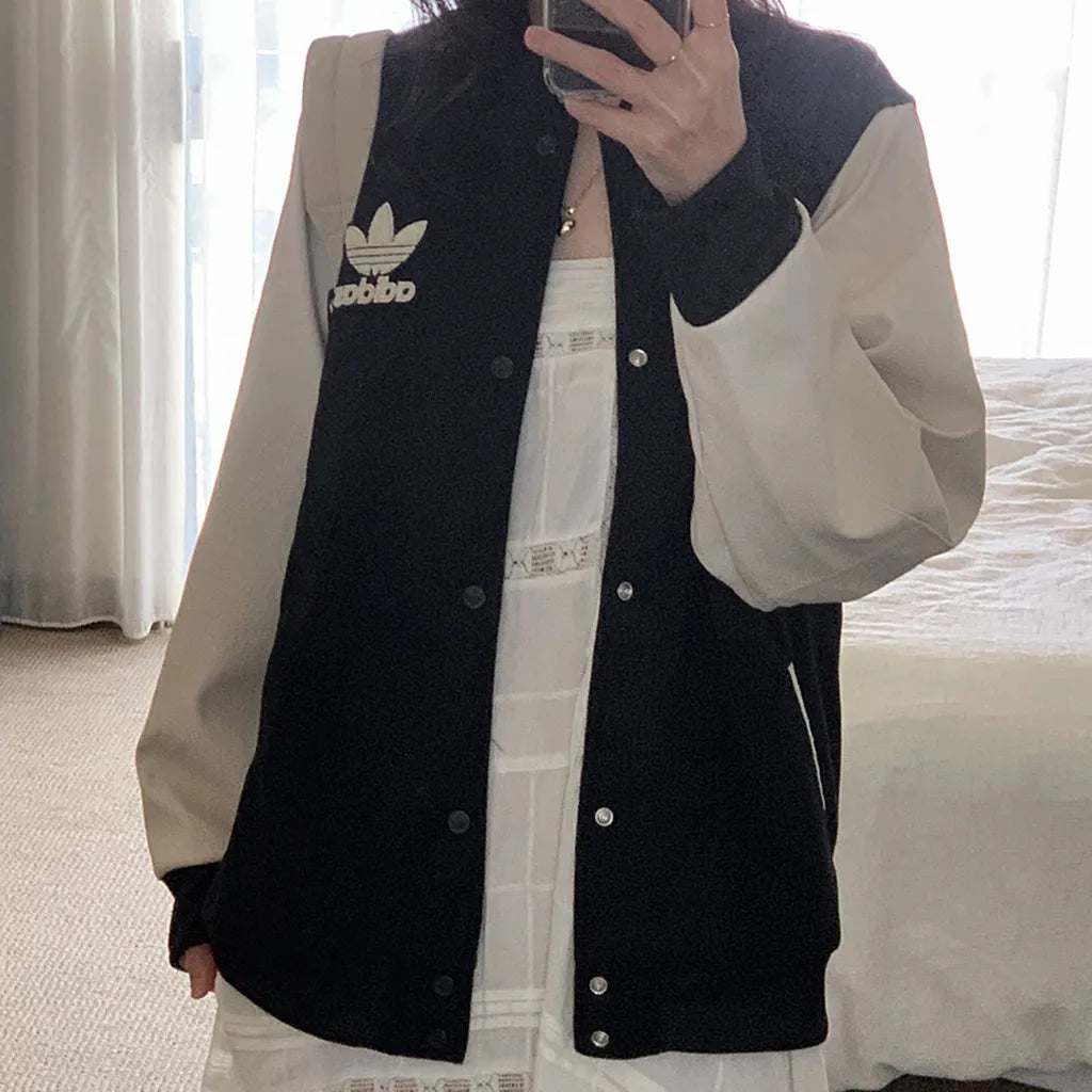 Adidas Women's Kids Originals Varsity Black Baseball Jacket