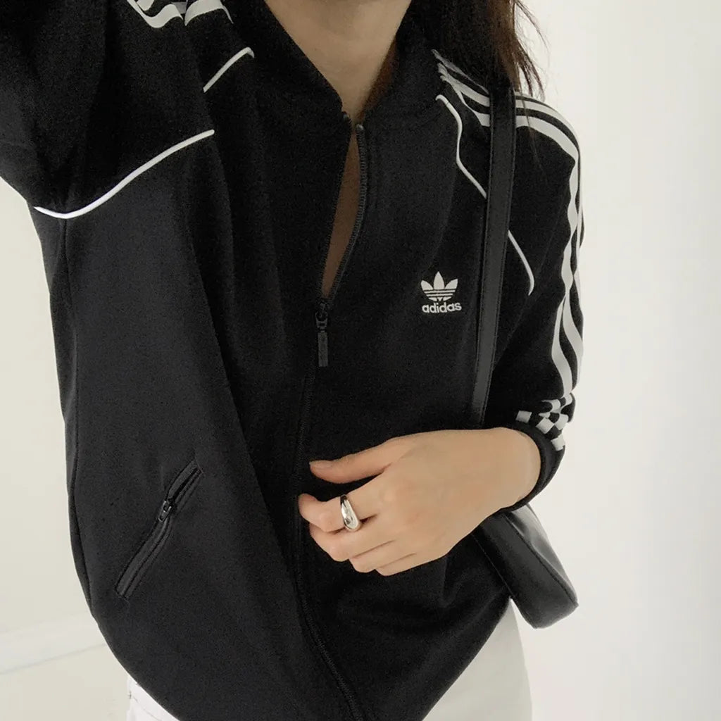 Adidas Women's Originals Black SST Track Jersey Zip-Up Jacket