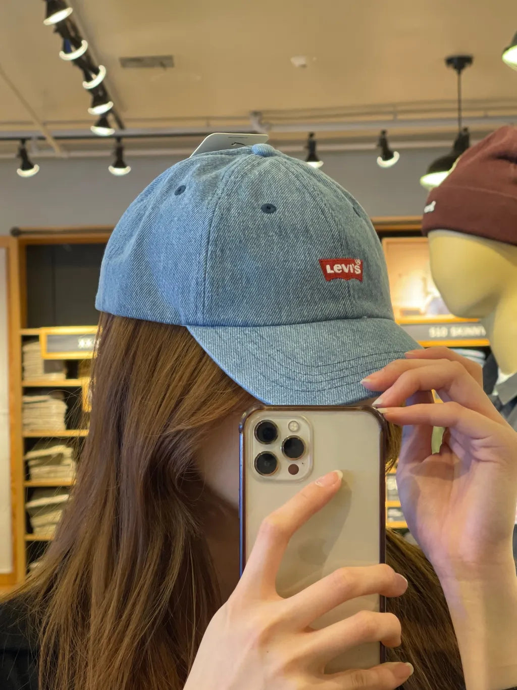 Levi's red logo denim ball cap hat 2 colors