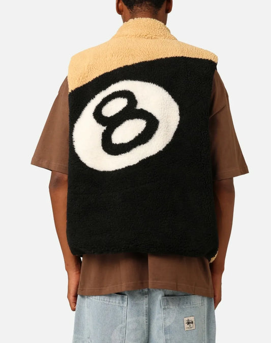 Stussy Men's 8-Ball Reversible Sherpa Vest