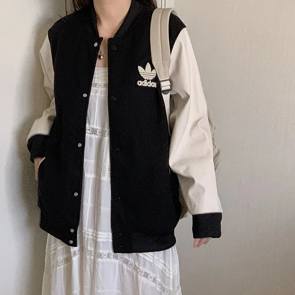 Adidas Women's Kids Originals Varsity Black Baseball Jacket