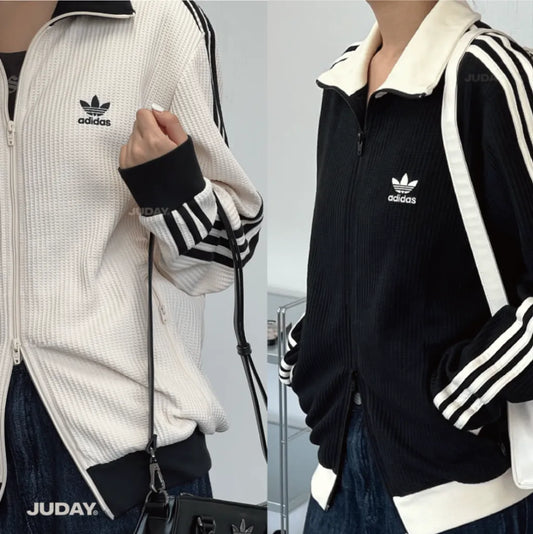 Adidas Adicolor Classic Waffle Jersey Beckenbauer Track Jacket Wonder Black White