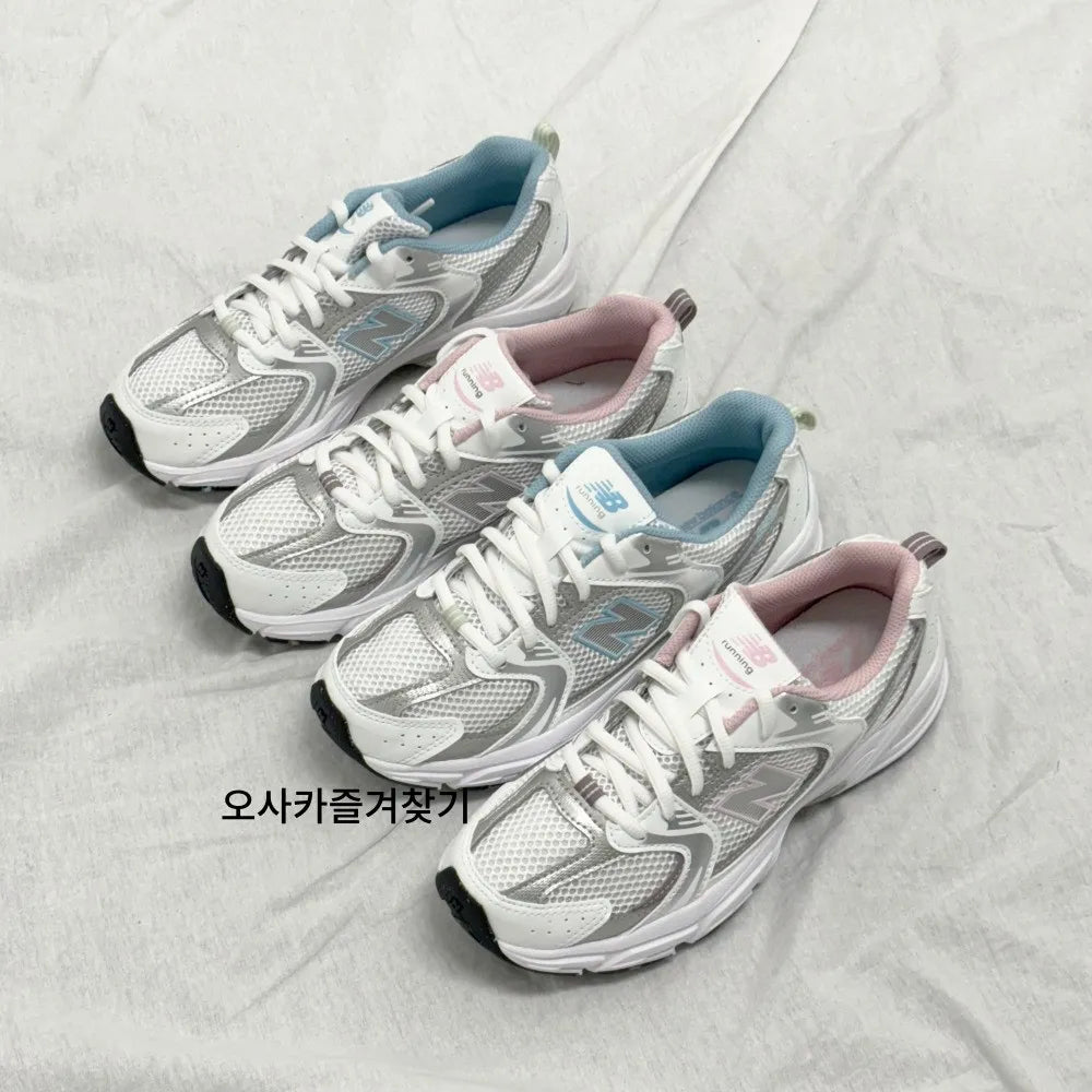 New Balance 530 Big Kids White Blue Pink Running Shoes Sneakers