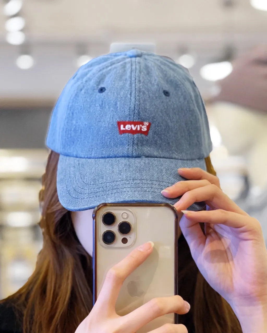 Levi's red logo denim ball cap hat 2 colors