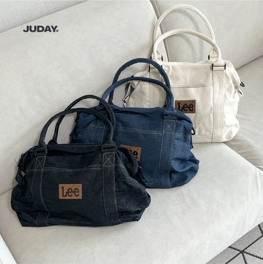 Lee Daily Handbag Duffel Bag White Black Denim Blue Denim