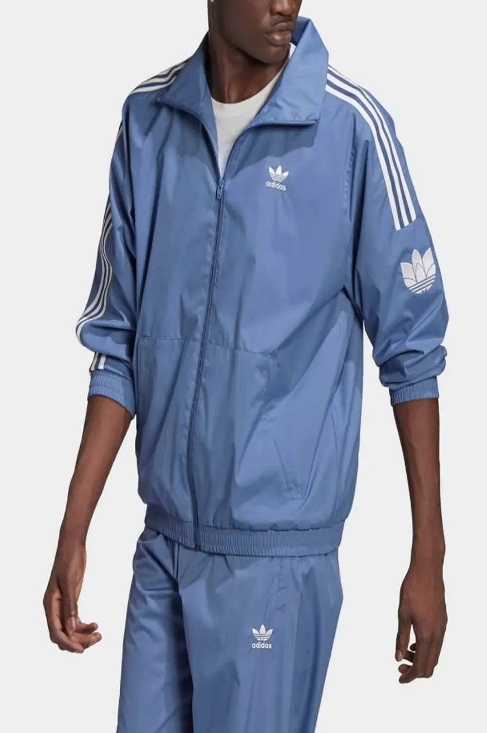 Adidas 3D Trefoil 3 Stripe Windbreaker Track Top Jersey Jacket Blue GN3536