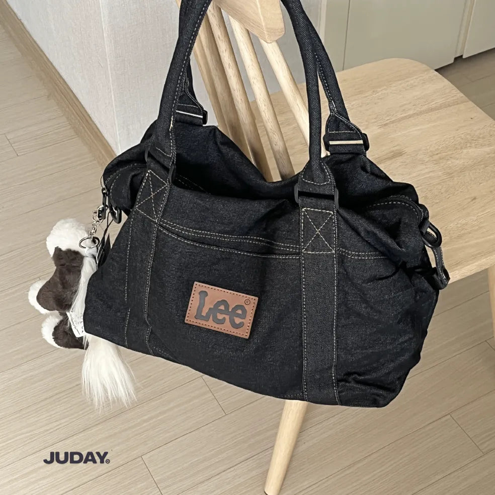 Lee Daily Handbag Duffel Bag White Black Denim Blue Denim