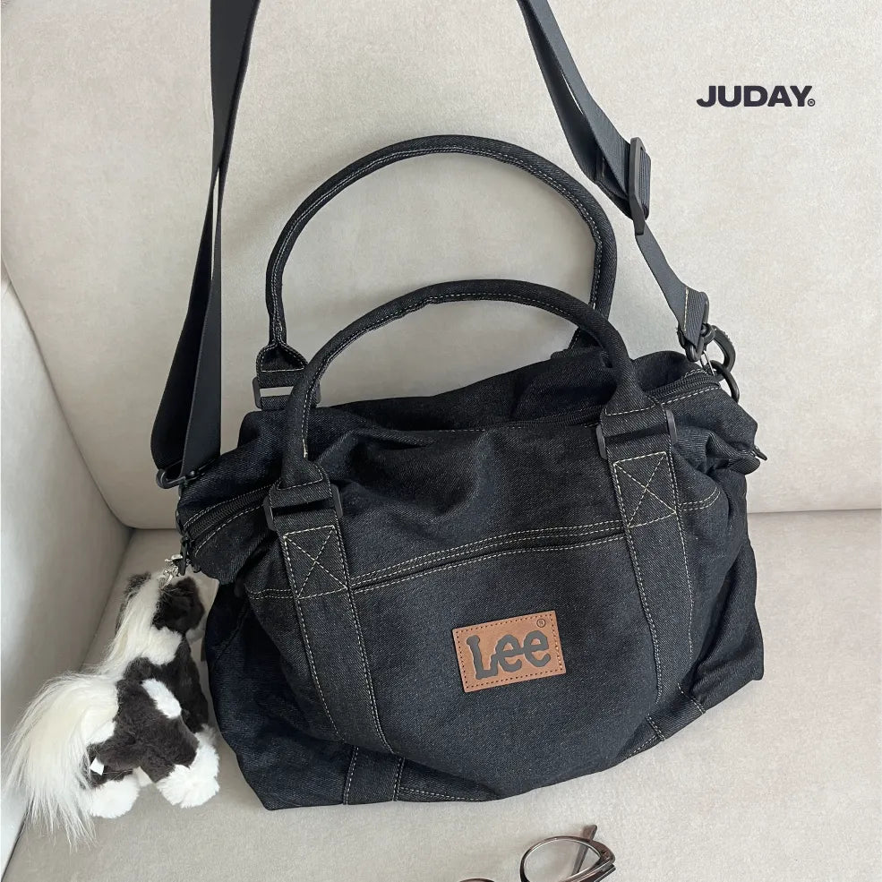 Lee Daily Handbag Duffel Bag White Black Denim Blue Denim