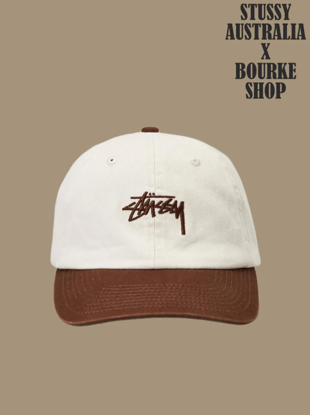 Stussy Australia Stock Low Pro Cap - Brown & White Hat