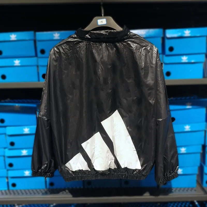 Adidas Women's Glossy Track Top Windbreaker Jacket Black HI1197