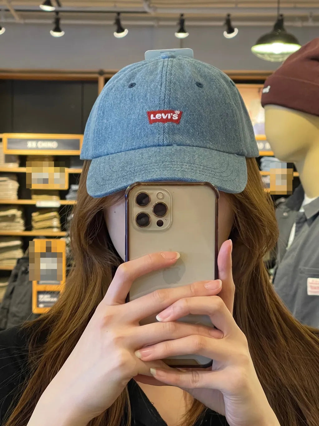 Levi's red logo denim ball cap hat 2 colors