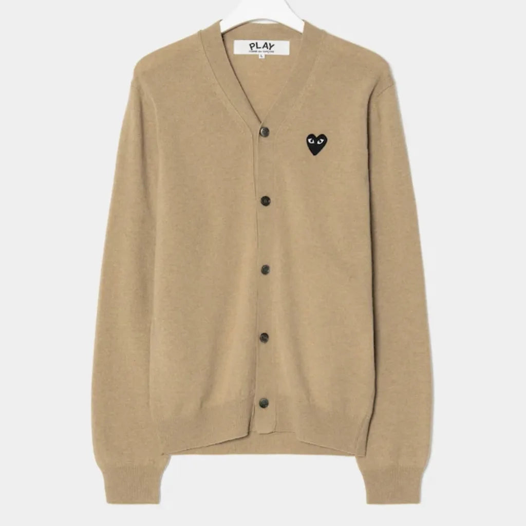 (Japan Department Store) Comme des Garcons Men's Wool Cardigan Camel Black Patch