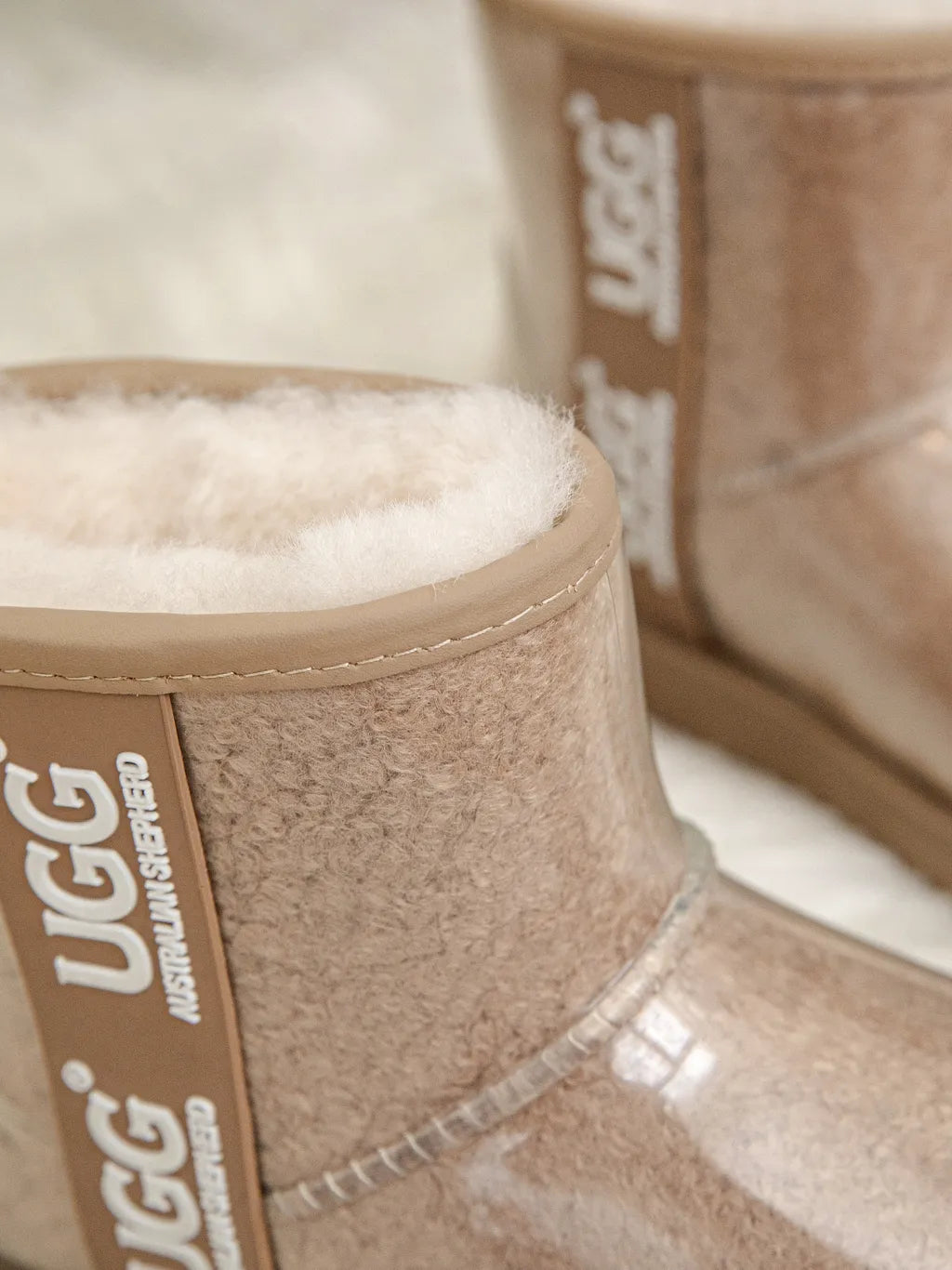 AS UGG Authentic Australian Sheepskin Coated Classic Clear Rain Mini Waterproof Shearling Boots - Model AS3031