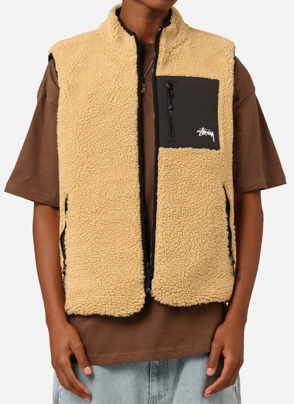 Stussy Men's 8-Ball Reversible Sherpa Vest